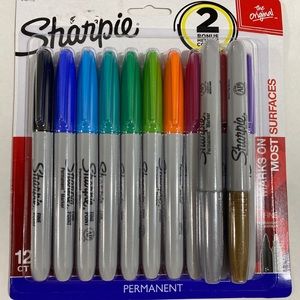 Sharpie 12pc permanent markers with 2 metallic